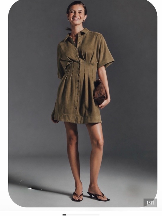Exquise Dresses & Skirts - Exquisite Olive Green Button-Front dress